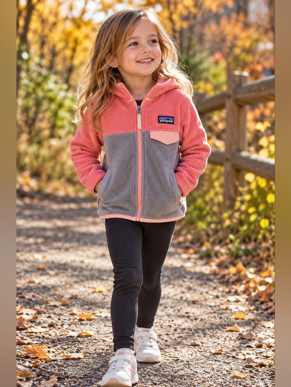 Patagonia Kids Synchilla Fleece Hooded Jacket Pink Gray Size 5T